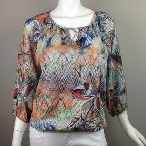 Chico's 3/4 Sleeve 100% Polyester Top